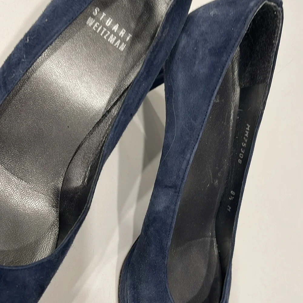 Stuart Weitzman Blue Suede shoes - Picture 2 of 6